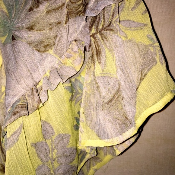 H&M yellow ruffle chiffon print top mini dress tunic 6 - Picture 4 of 10